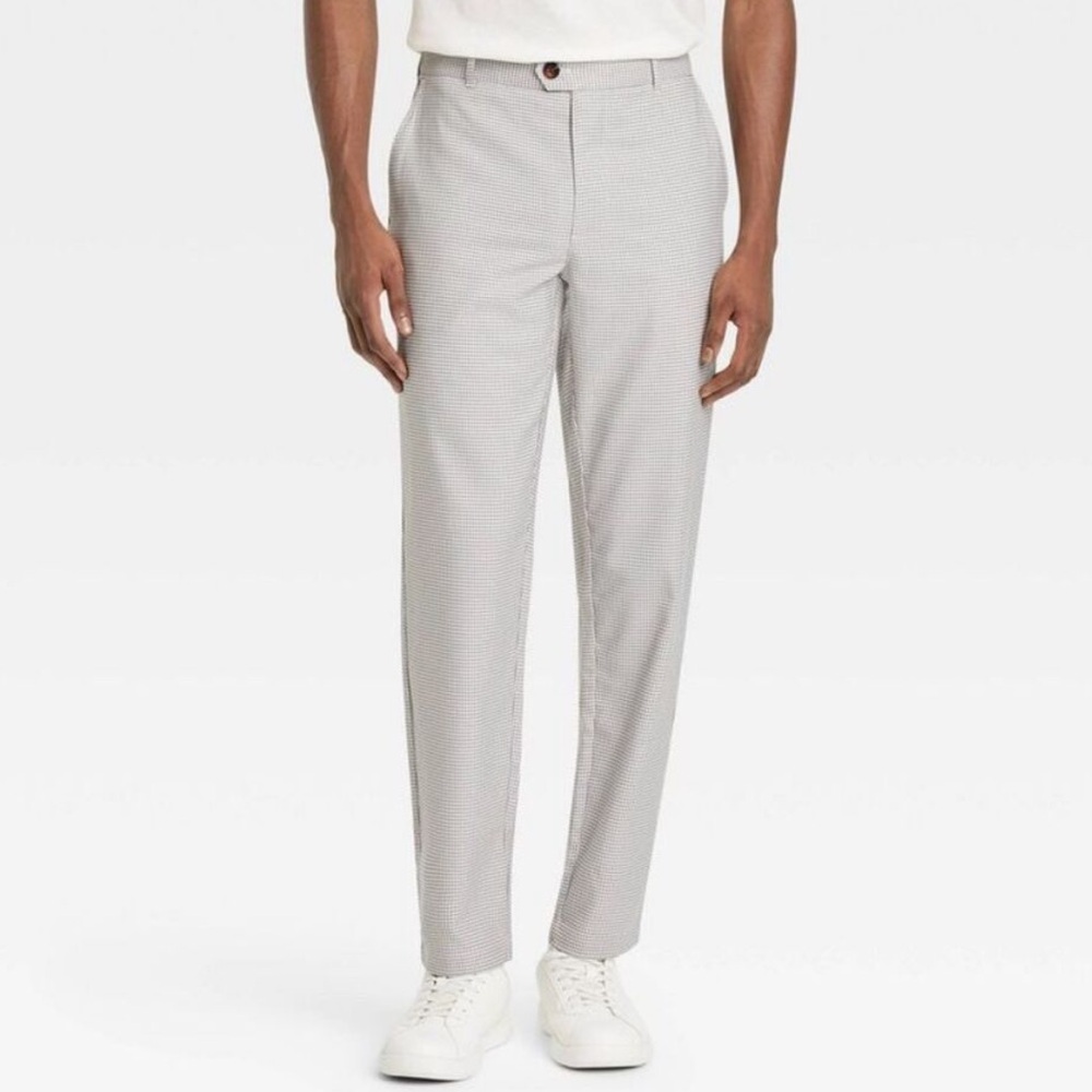Houston White Gray / White Houndstooth Straight Leg Trousers